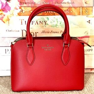 Kate Spade RED Small Darcy Satchel w Handles & Crossbody Straps Candied Cherry